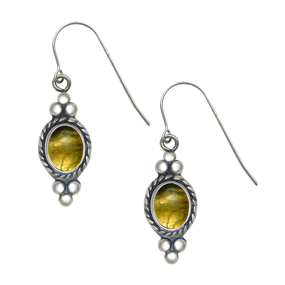 Sterling Silver Citrine Gemstone Drop Dangle Earrings